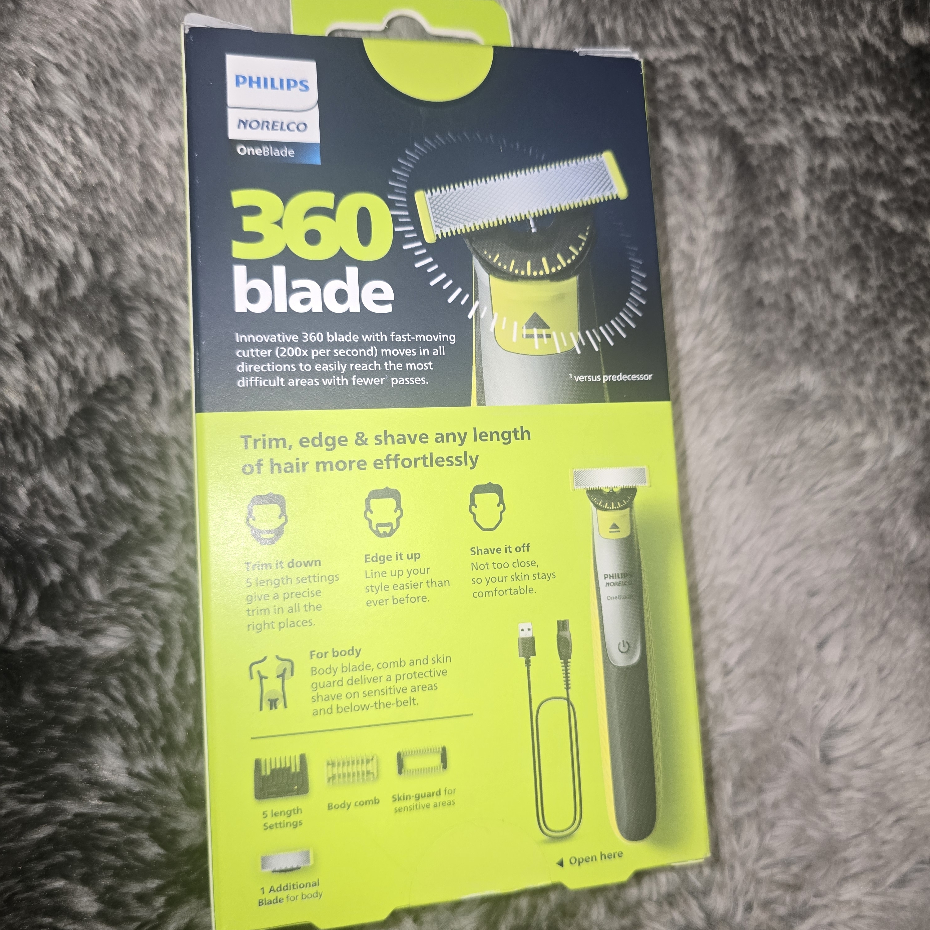 Philips Norelco Oneblade 360 Lime And Charcoal Philips Norelco Oneblade 360 Lime And Charcoal
